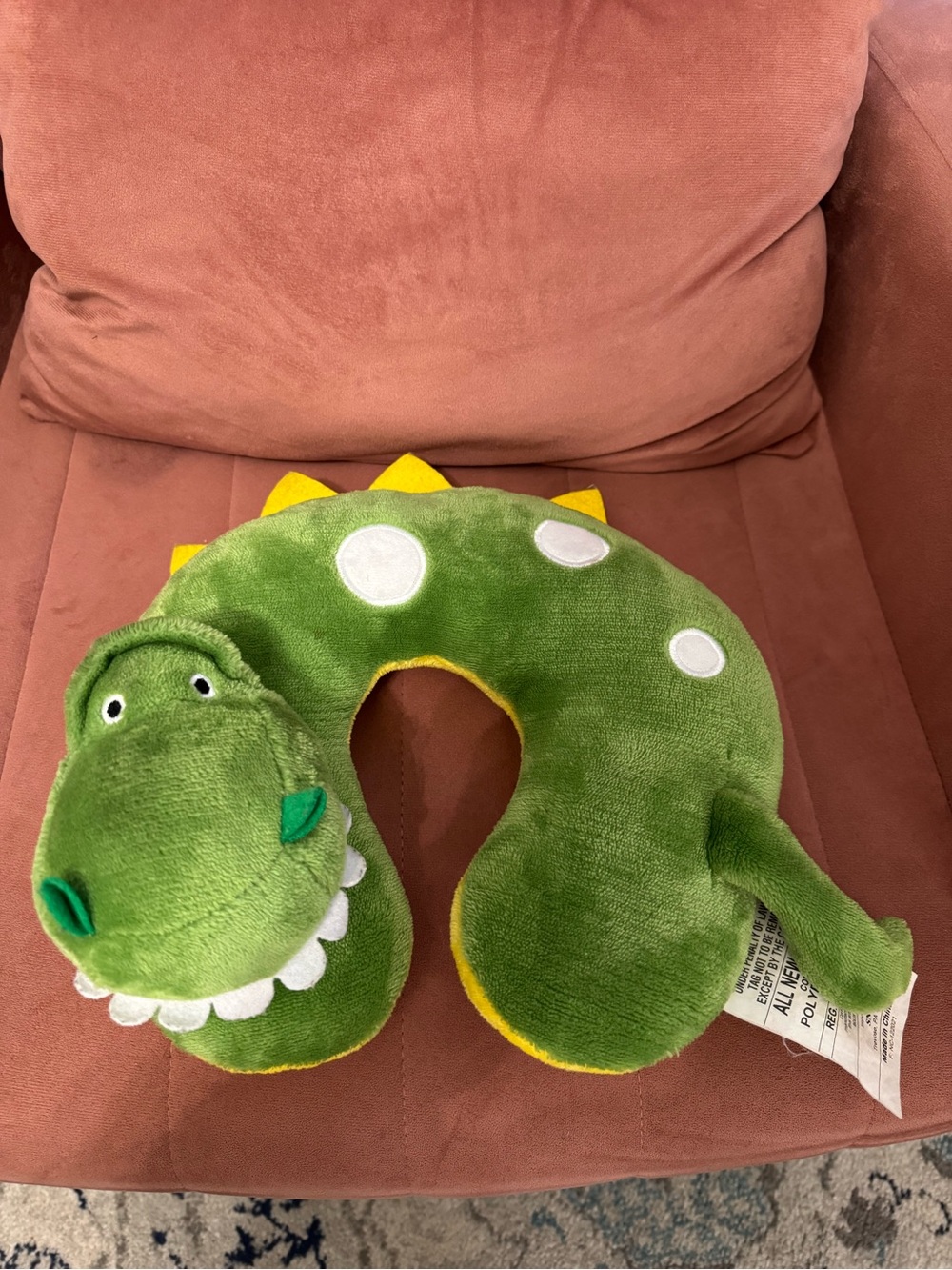 Plush Green Dinosaur Neck Pillow for Kids - Cute Travel Buddy